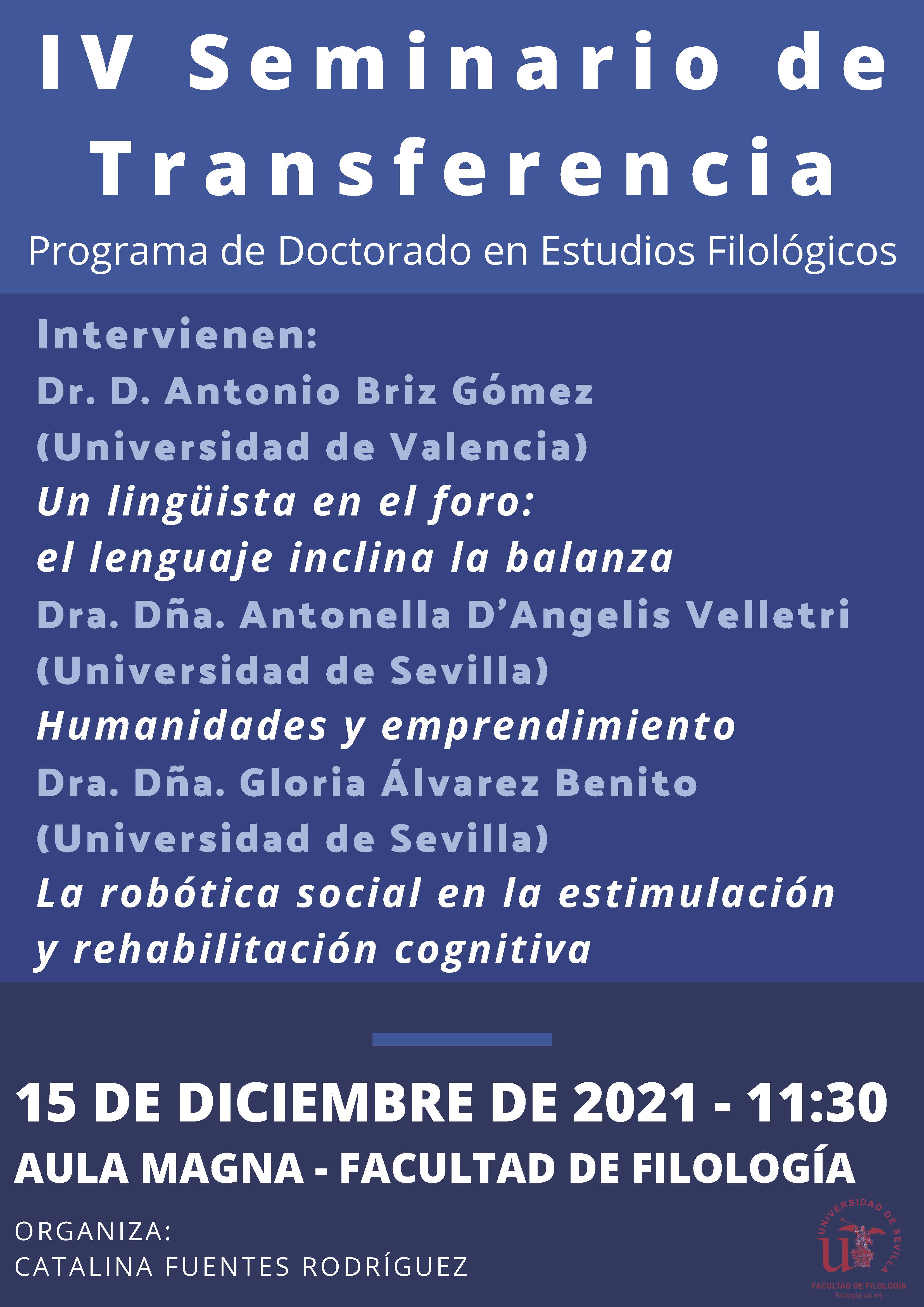 IV Seminario de Transferencia Facultad de Filología de la Universidad de Sevilla